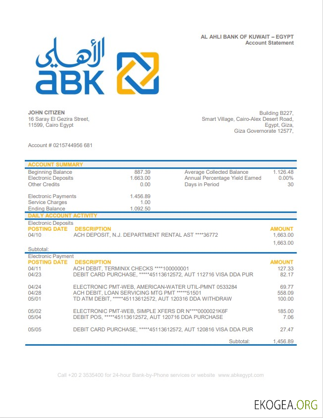 Egypte Banque Al Ahli du Koweït   Egypte